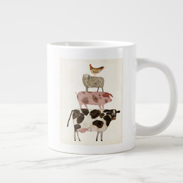 Barnyard Buds - Cow, Pig, Sheep, and Hen Large Coffee Mug (Right)