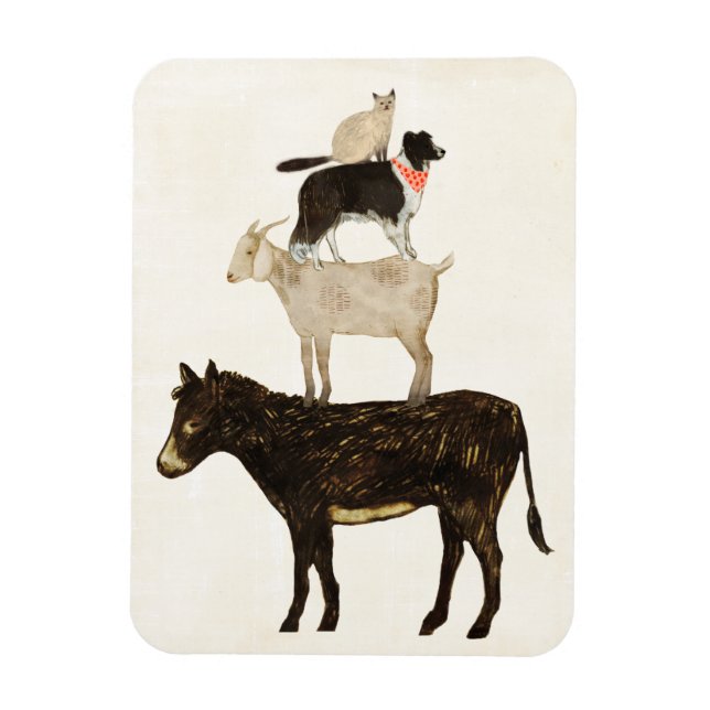 Barnyard Buds - Donkey, Goat, Dog, Cat Magnet (Vertical)