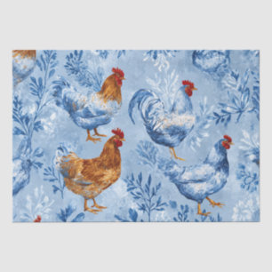 Barnyard Chickens and Botanical Pattern Tissue Paper