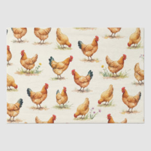 Barnyard Chickens and Botanical Pattern Tissue Paper