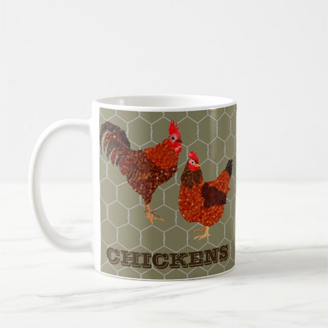 Barnyard Chickens Coffee Mug (Left)