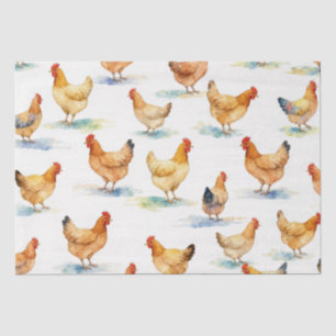 Barnyard Chickens Pattern Tissue Paper