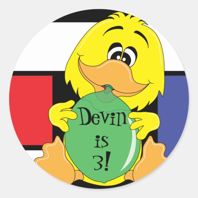 Barnyard Duck Birthday Party Classic Round Sticker (Front)