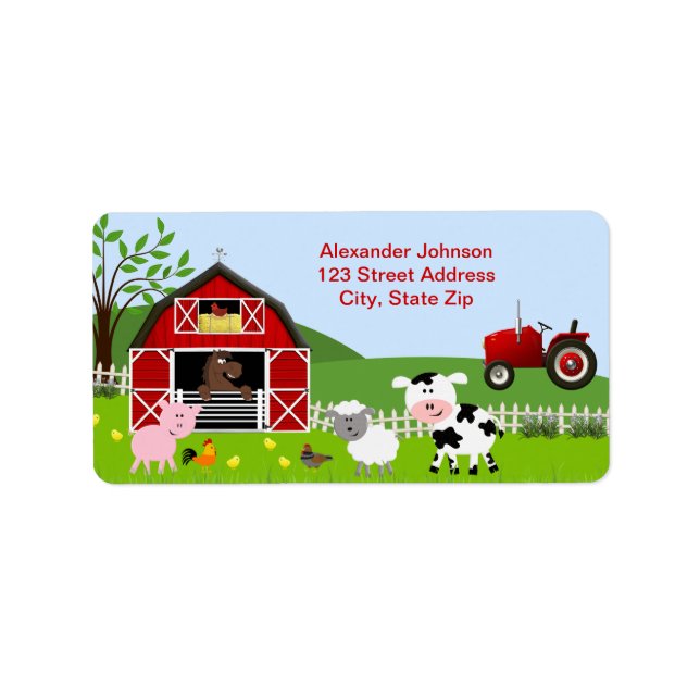 Barnyard Farm Animals Address Label (Front)