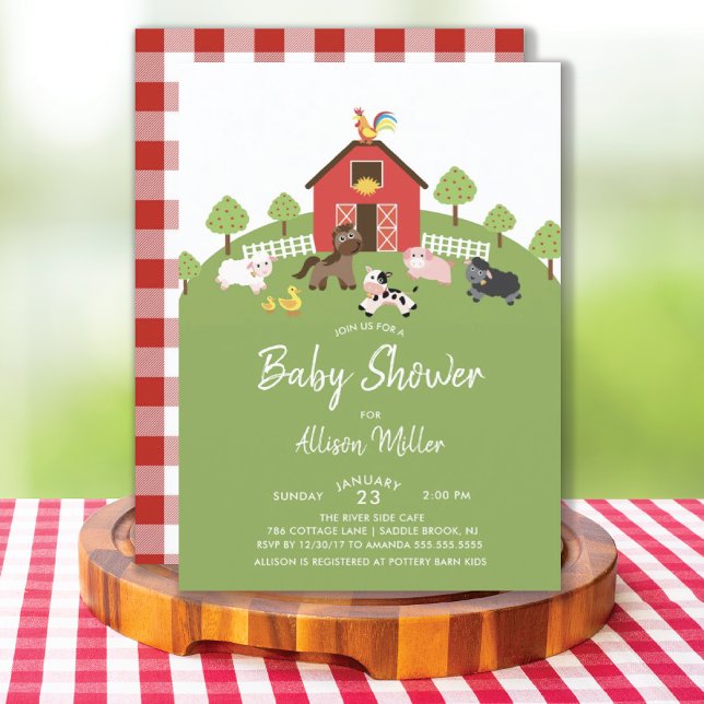 Barnyard Farm Animals Baby Shower Invitation (Creator Uploaded)