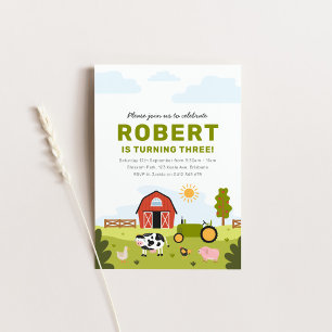 Barnyard Farm Animals Birthday Invitation