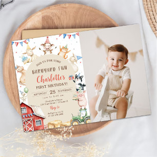 Barnyard Farm Animals Birthday Invitation Photo