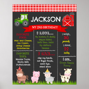 Barnyard Farm Animals Birthday Milestone Sign boy