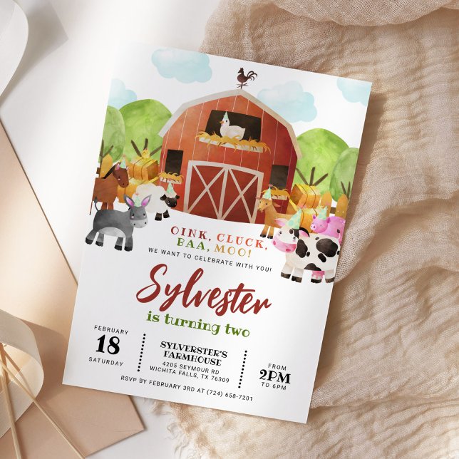 Barnyard Farm Animals Birthday Party Invitation (Creator Uploaded)