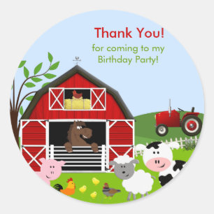 Barnyard Farm Animals Birthday Party Sticker