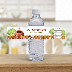 Barnyard Farm Animals Birthday Party Water Bottle Label
