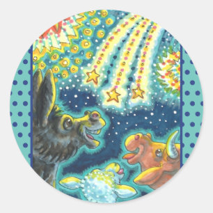 BARNYARD FARM ANIMALS ON FOURTH OF JULY Funny Cute Classic Round Sticker