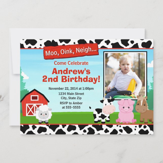 Barnyard Farm Birthday Invitation (Front)