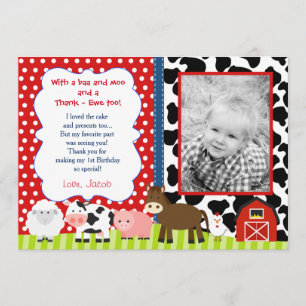 Barnyard Farm Birthday Thank You Note Cards