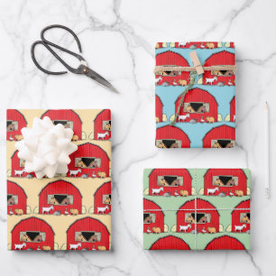 Barnyard Farm Design Wrapping Paper Sheet