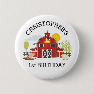Barnyard Farm Old Macdonald 1st Birthday 6 Cm Round Badge