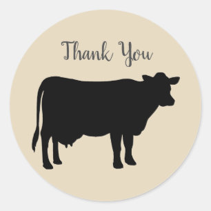 Barnyard Farm Party Cow Thank You Stickers