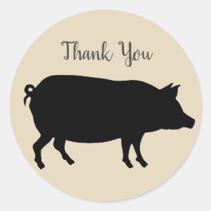 Barnyard Farm Party Pig Thank You Stickers