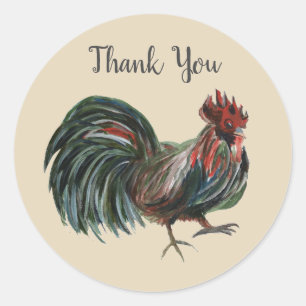 Barnyard Farm Party Rooster Thank You Stickers