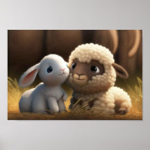 Barnyard Friends Series - Cute Bunny and Lamb