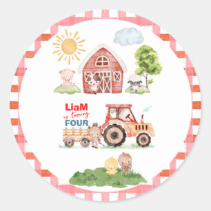 Barnyard Fun Any Age Birthday Classic Round Sticker