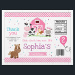 Barnyard Girl Birthday Party Chip Bag Wrapper<br><div class="desc">This Pink Gingham Barnyard Themed Chip Bag wrapper is the perfect party favour or decor piece! You can also assemble it and fill it with chips, candy, or even toys! The text is fully customisable so it can be personalised by you which makes it suitable for any event, such as...</div>