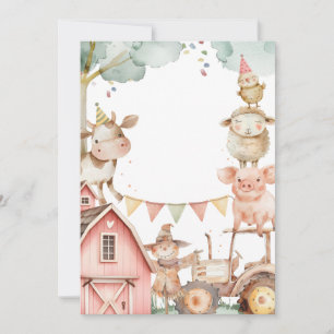 Barnyard Girl Pink Farm 2nd Birthday Invitation