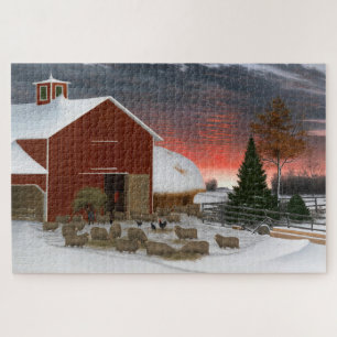 Barnyard in Winter Jigsaw Puzzle