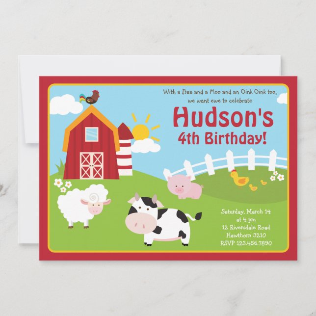 Barnyard Invitation / Farm Animal Invitation (Front)