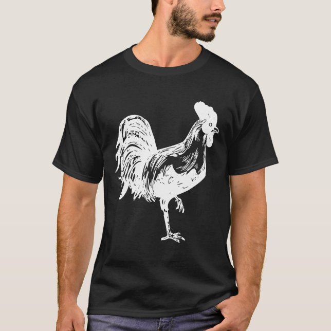 Barnyard Rooster Chicken Design T-Shirt (Front)
