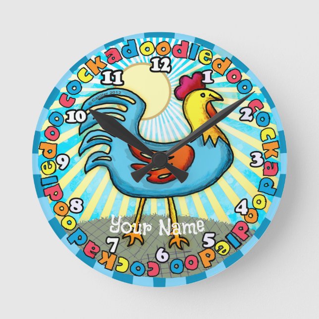 barnyard Rooster Round Clock (Front)