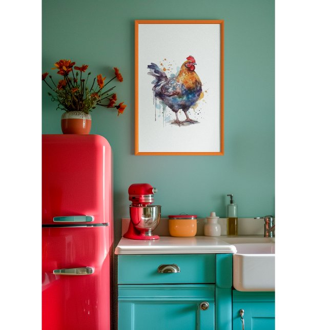 Barnyard Splendour: Watercolor Hen Poster (Creator Uploaded)