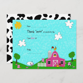 Barnyard Whimsy Pink Fill-in-the Blank  Thank You Card