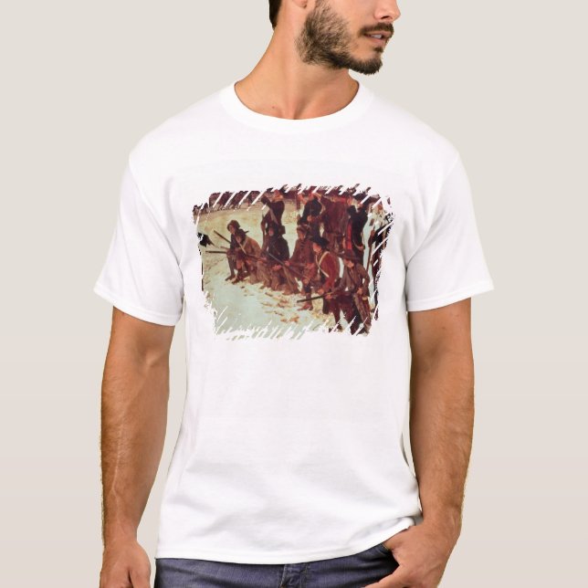 Baron von Steuben drilling American recruits T-Shirt (Front)
