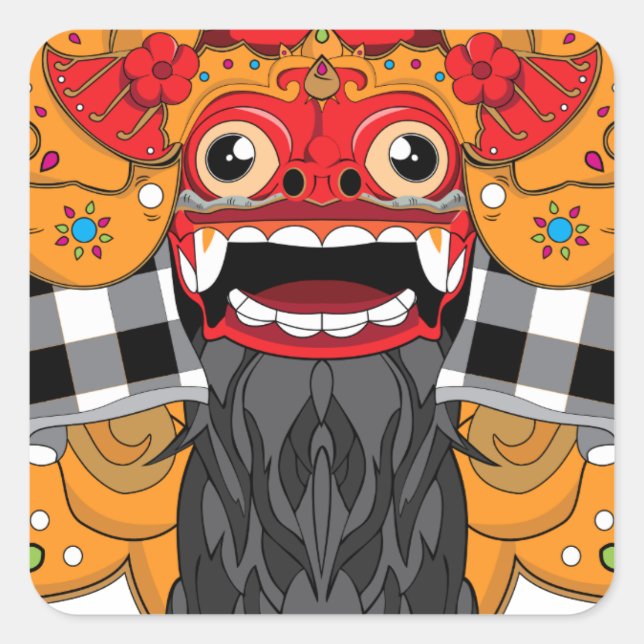 Barong Bali Square Sticker (Front)