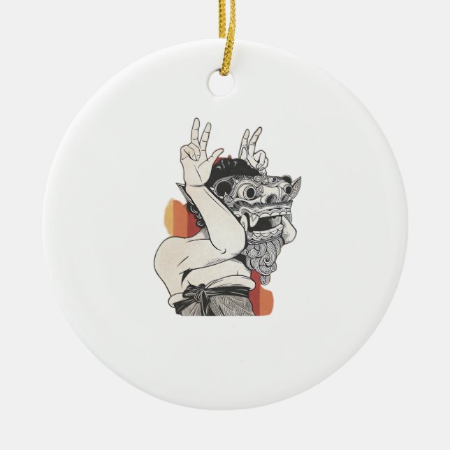 Barong Peekaboo Ceramic Ornament (Front)