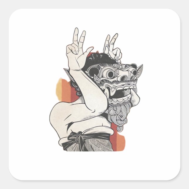 Barong Peekaboo Square Sticker (Front)
