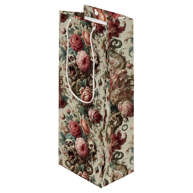 Baroque Aberration – Gothic Victorian Wine Gift Bag (Front Angled)
