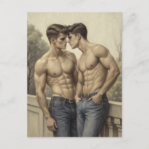 Baroque Affection: A Painterly Romantic Encounter Postcard