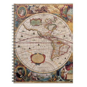 Baroque Americas Map Art Notebook