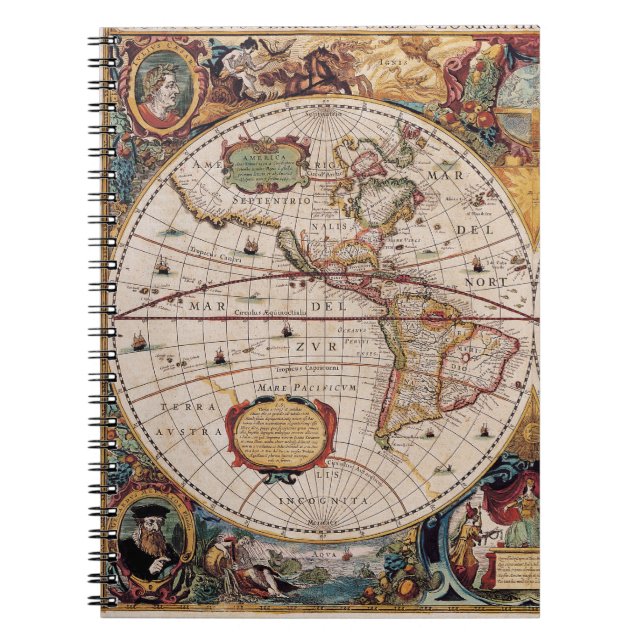 Baroque Americas Map Art Notebook (Front)