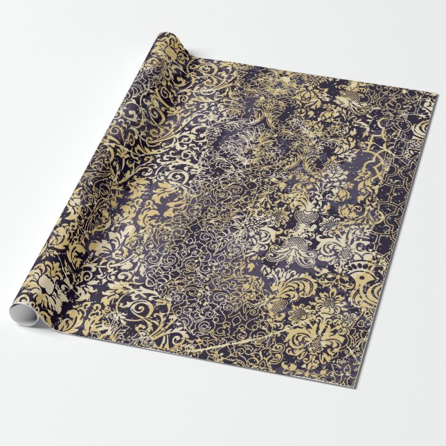 Baroque and Damask arabesque motifs ripped abstrac Wrapping Paper (Unrolled)