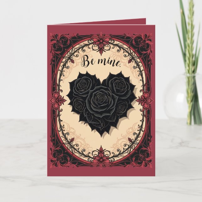 Baroque And Gothic Black Roses Card (Front)
