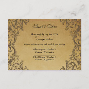 Baroque Antique Gold Wedding RSVP Cards