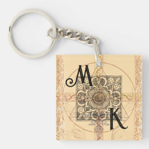Baroque Antique Monogram Key Ring
