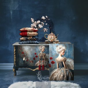 Baroque Ballet, Elegant Rococo Portrait & Poppies Tissue Paper