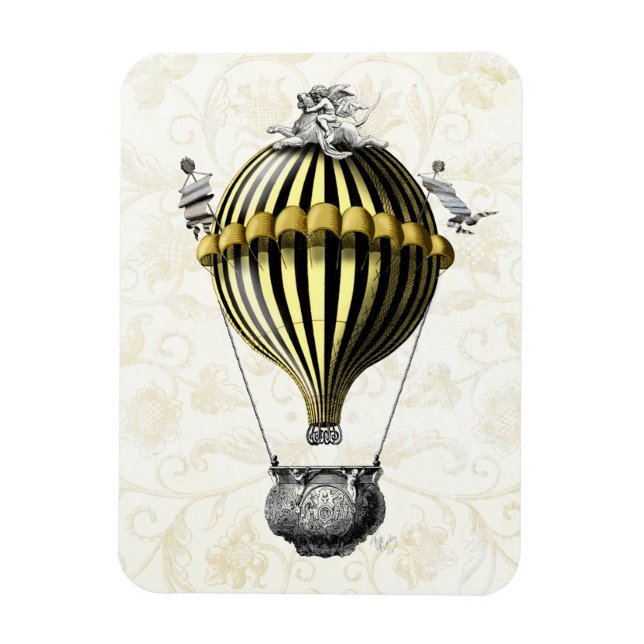 Baroque Balloon Black Yellow Magnet (Vertical)