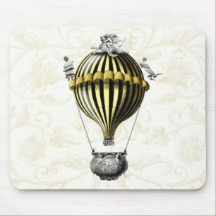 Baroque Balloon Black Yellow Mouse Pad