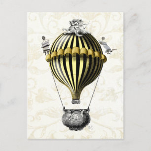 Baroque Balloon Black Yellow Postcard