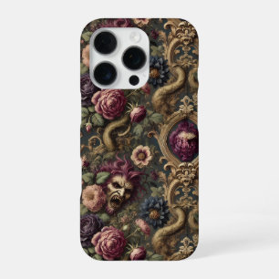 Baroque Battles & Blooms – Gothic Floral Design iPhone 16 Pro Case